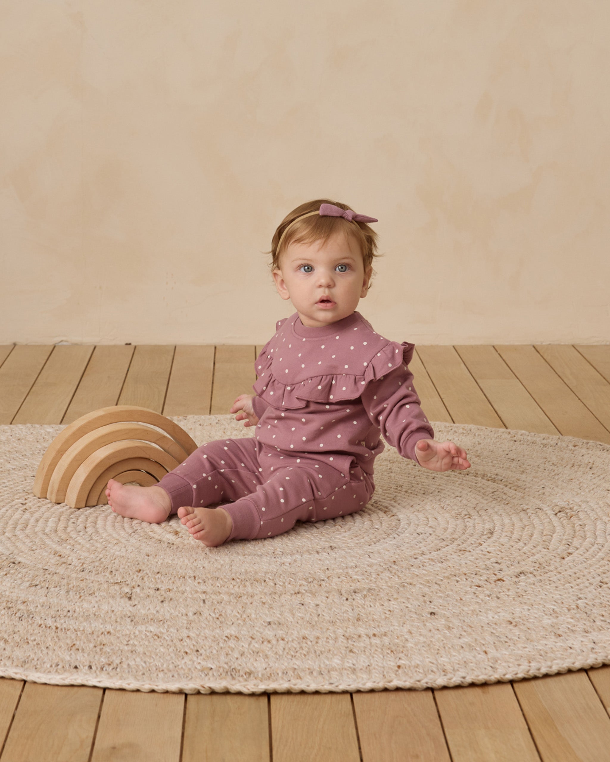 Ruffle Fleece Sweatshirt (Polka Dot)
