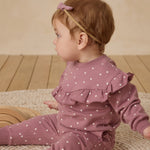 Ruffle Fleece Sweatshirt (Polka Dot)