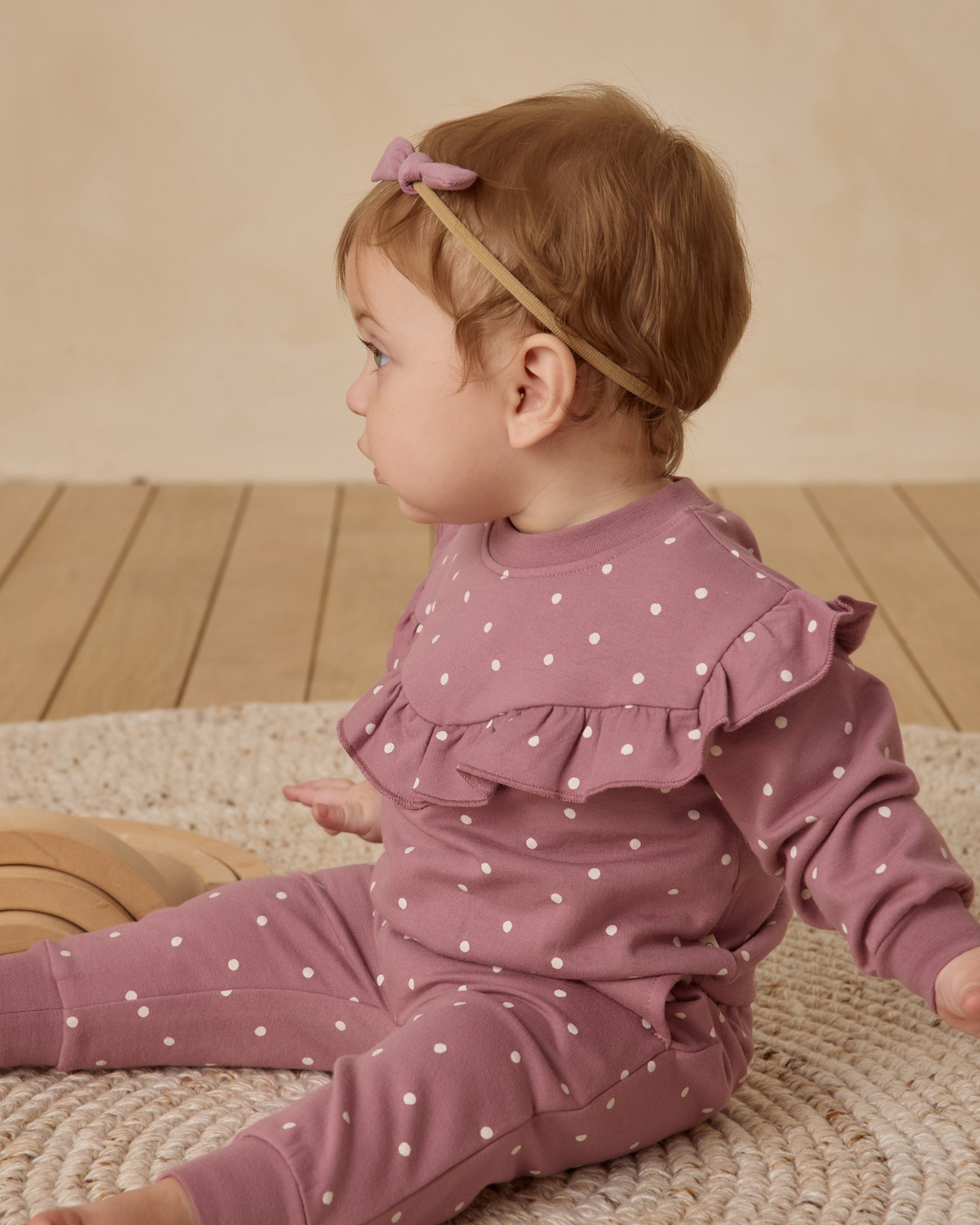 Ruffle Fleece Sweatshirt (Polka Dot)
