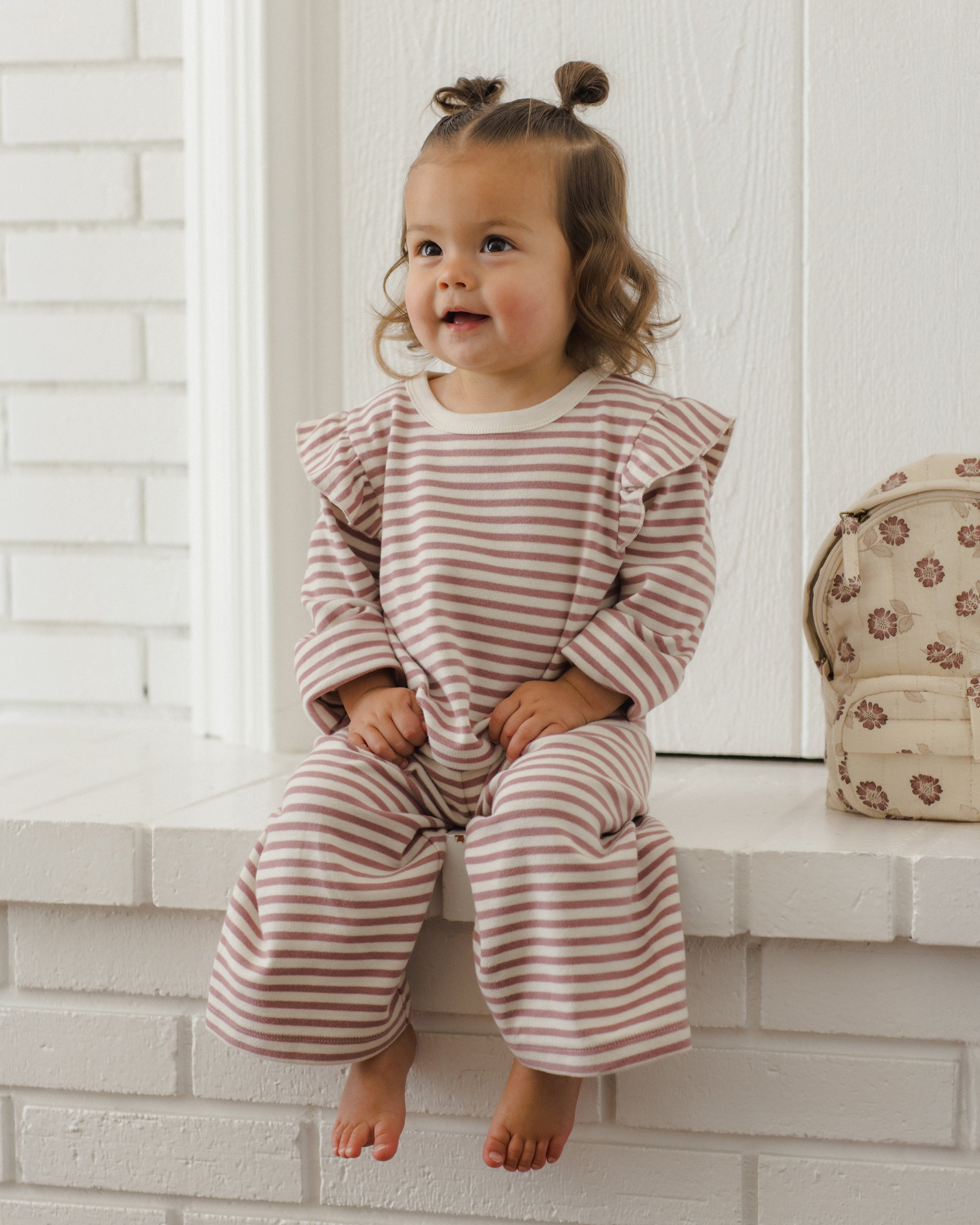 Ruffle Cozy Set (Mulberry Stripe)
