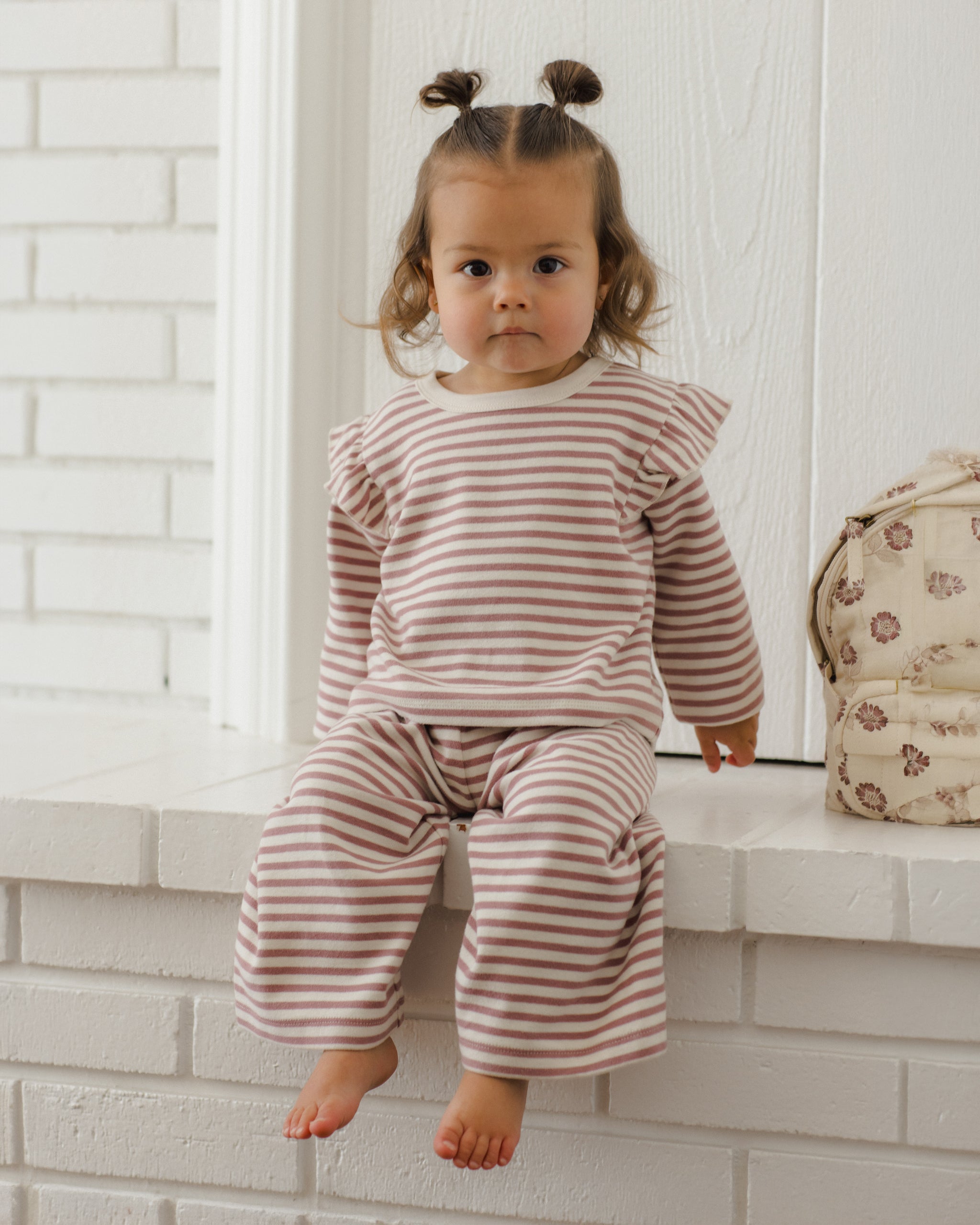 Ruffle Cozy Set (Mulberry Stripe)