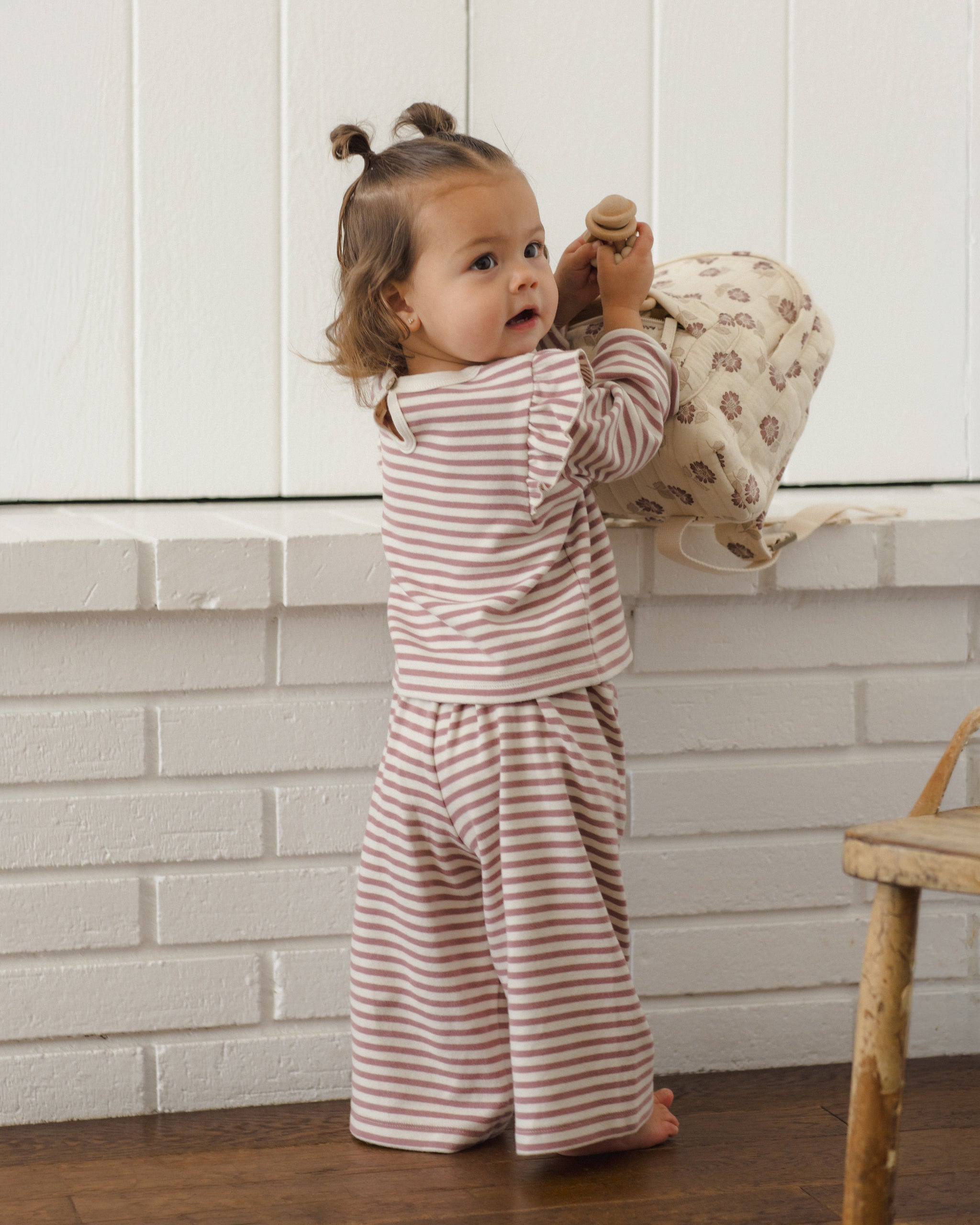 Ruffle Cozy Set (Mulberry Stripe)