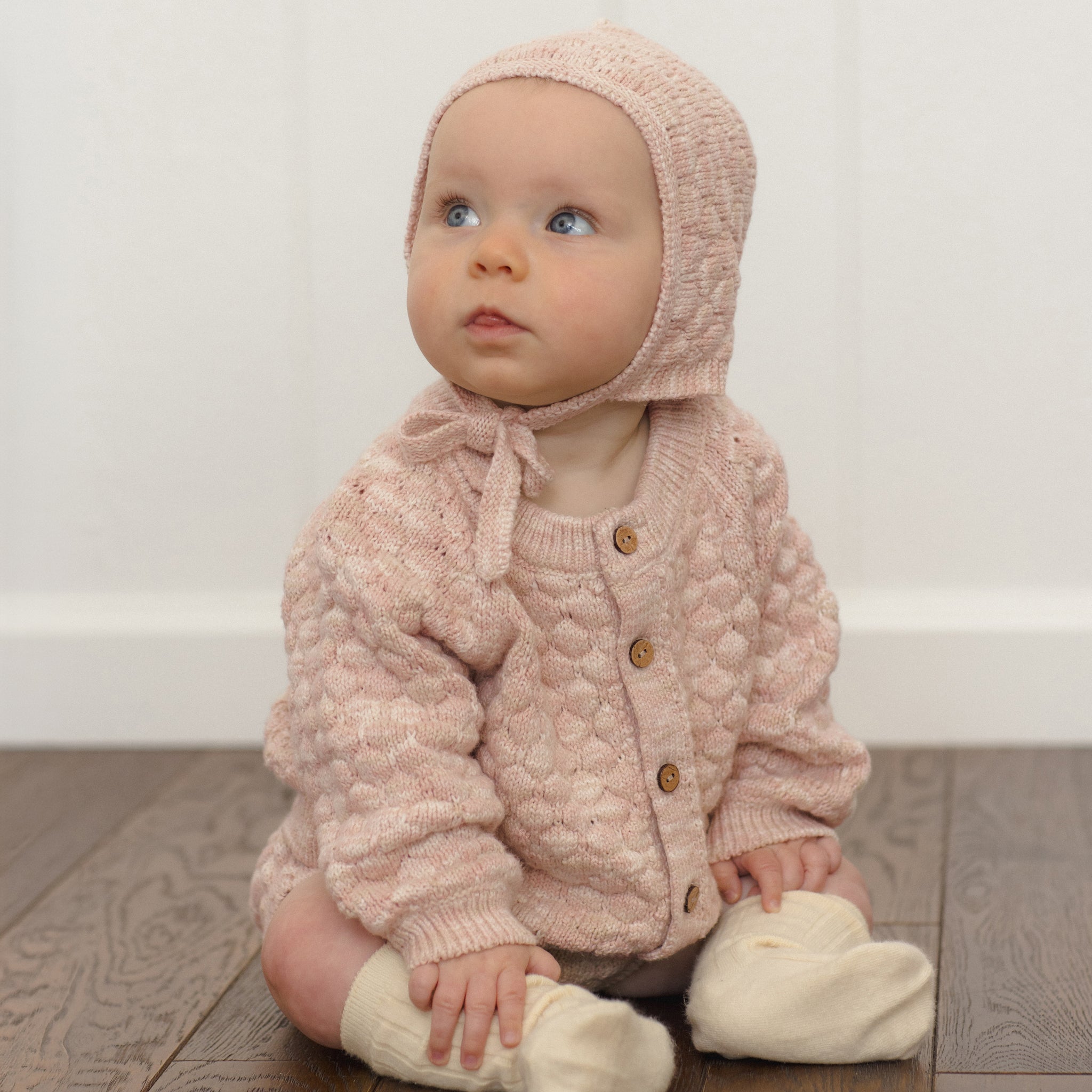Bubble Knit Cardigan (Dusty Rose Speckle)