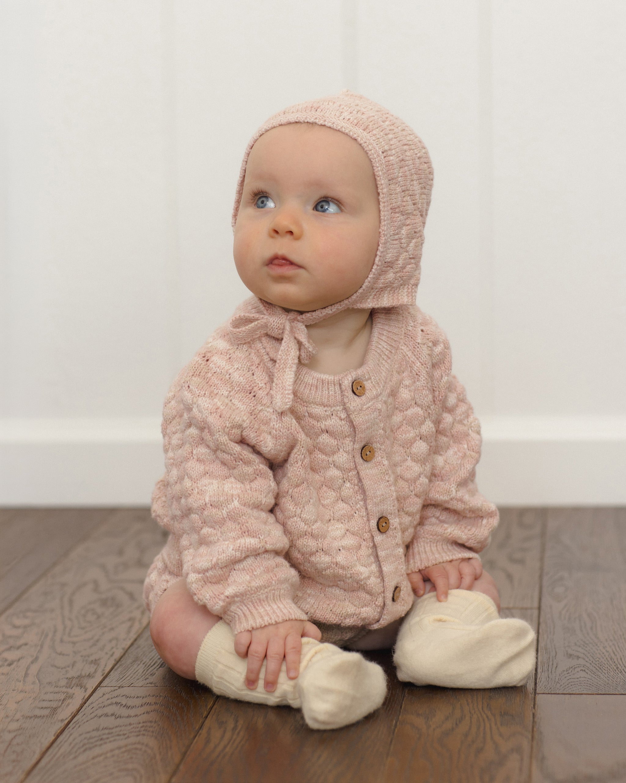 Bubble Knit Cardigan (Dusty Rose Speckle)