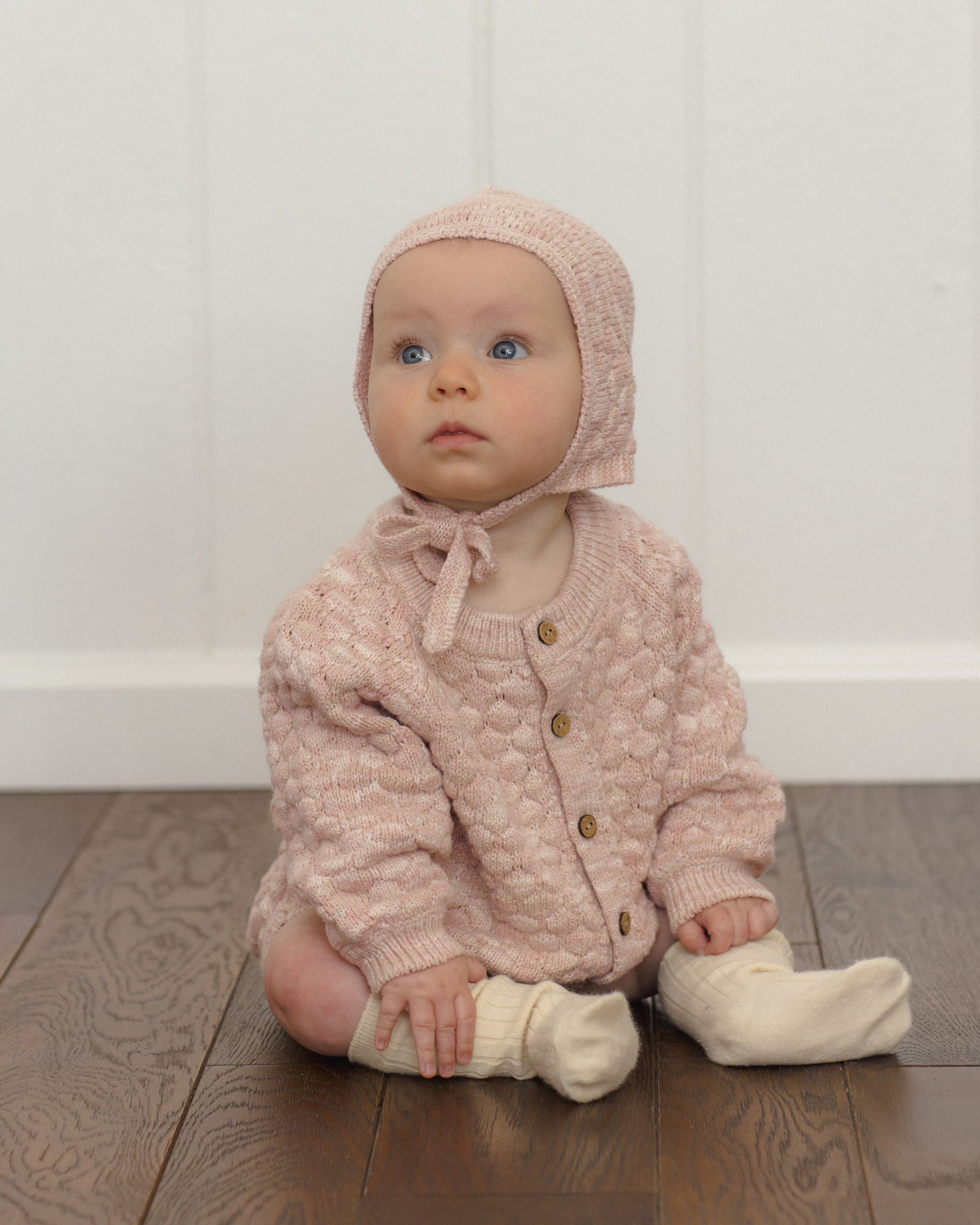 Bubble Knit Cardigan (Dusty Rose Speckle)