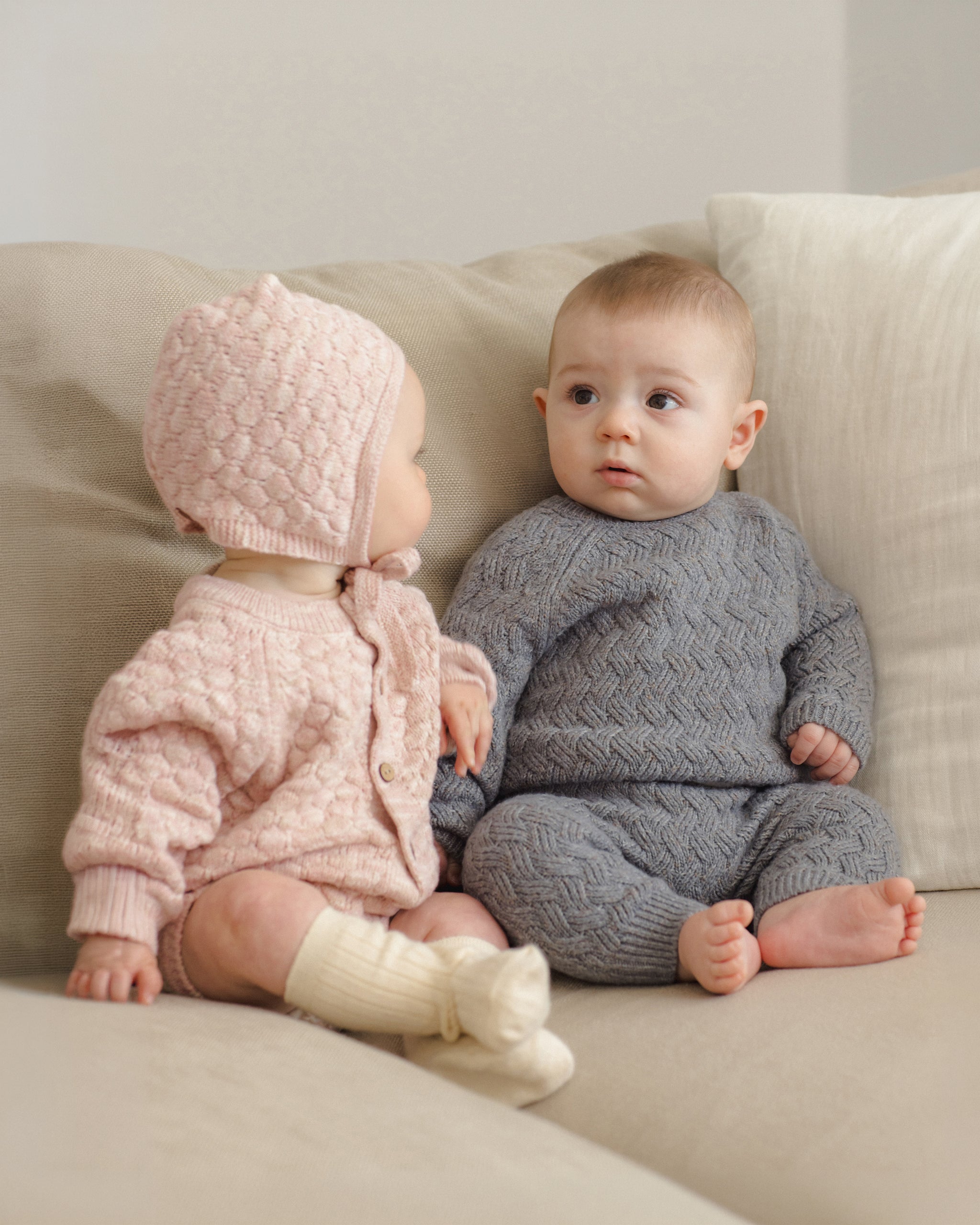 Bubble Knit Cardigan (Dusty Rose Speckle)