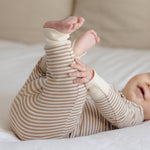 Zip Long Sleeve Sleeper (Almond Stripe)