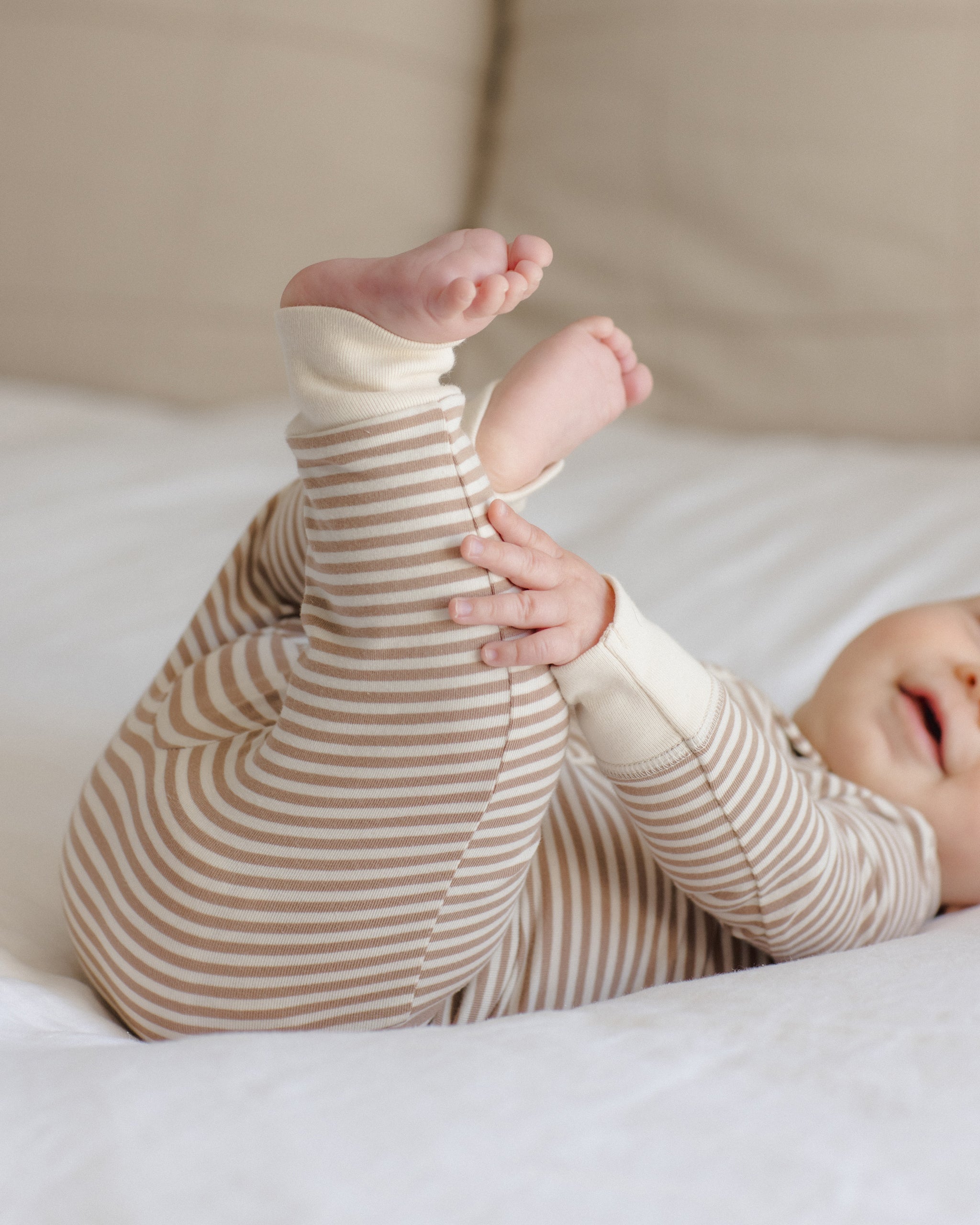Zip Long Sleeve Sleeper (Almond Stripe)