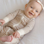 Zip Long Sleeve Sleeper (Almond Stripe)