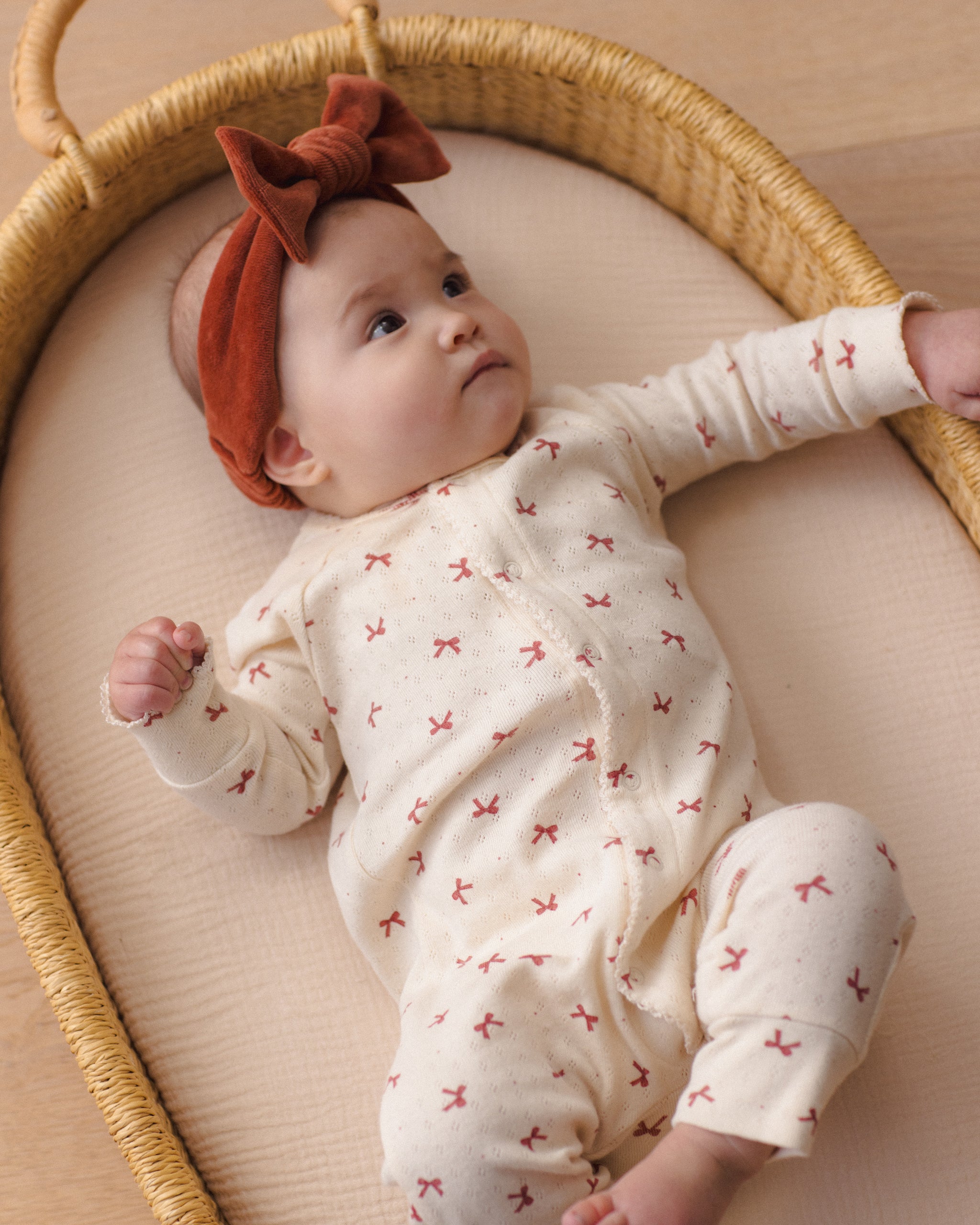 Hidden Snap Footie (Red Bows)