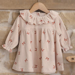 Velour Baby Dress (Red Bows)