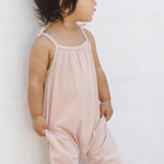 Smocked Jumpsuit (Melon Micro Stripe)