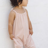 Smocked Jumpsuit (Melon Micro Stripe)