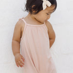 Smocked Jumpsuit (Melon Micro Stripe)