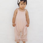 Smocked Jumpsuit (Melon Micro Stripe)