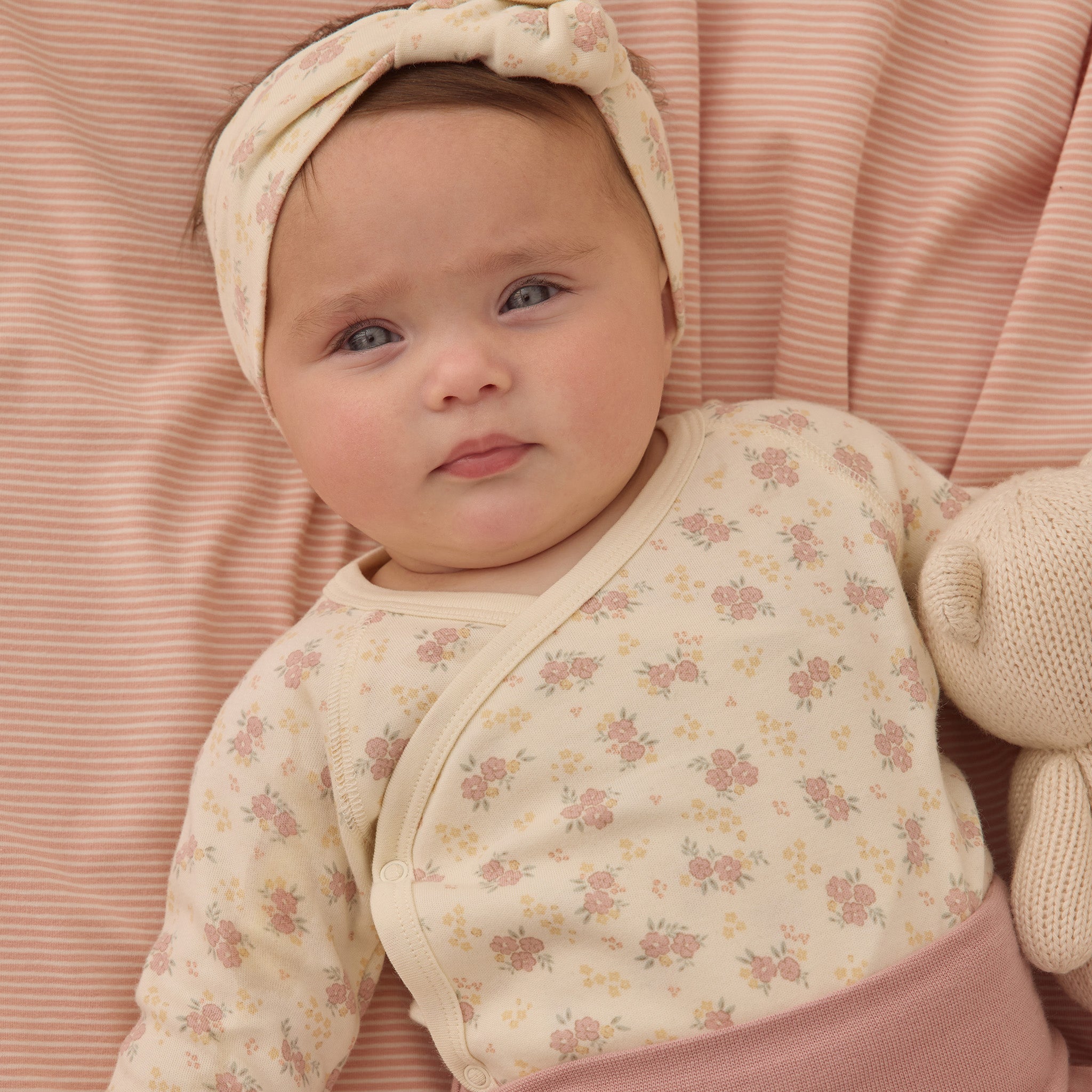 Waffle Knotted Headband (Mauve Ditsy)