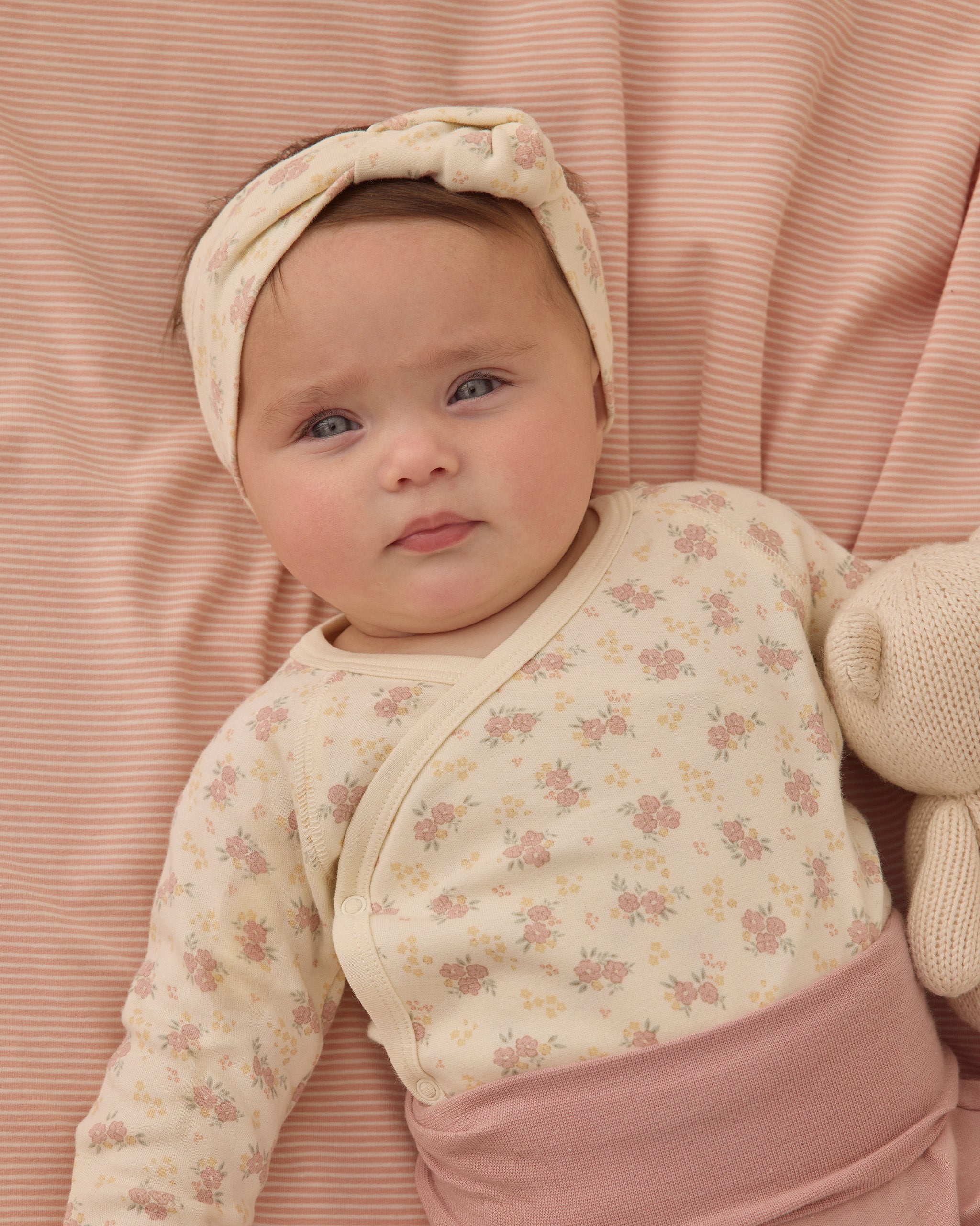 Waffle Knotted Headband (Mauve Ditsy)
