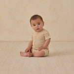 Waffle Snap Romper (Butterscotch Stripe)