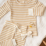 Waffle Top Pant Set (Butterscotch Stripe)