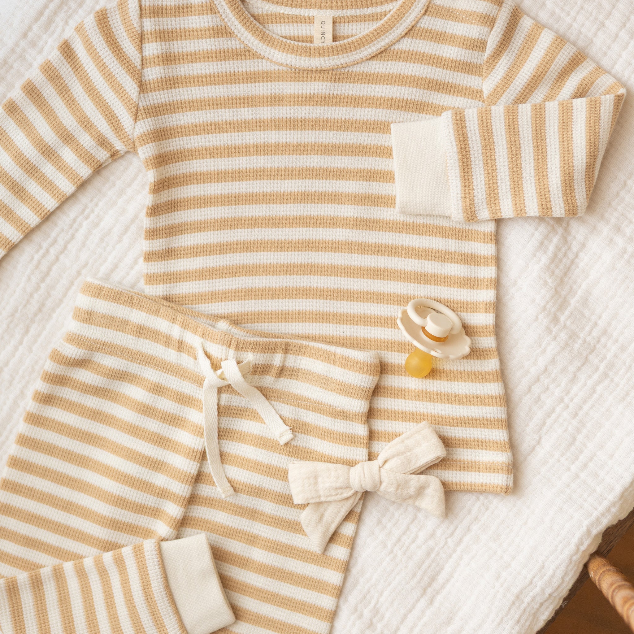 Waffle Top Pant Set (Butterscotch Stripe)