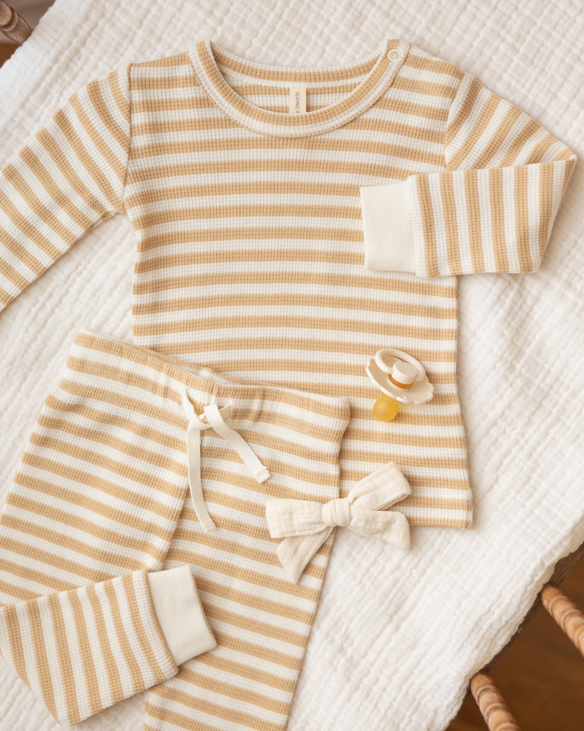 Waffle Top Pant Set (Butterscotch Stripe)
