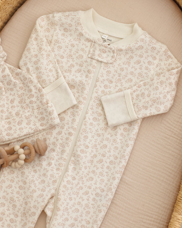 Zip Longsleeve Sleeper Footie (Ditsy)