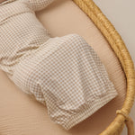Bamboo Baby Gown + Hat Set (Oat Gingham)