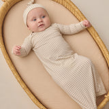 Bamboo Baby Gown + Hat Set (Oat Gingham)