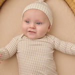 Bamboo Baby Gown + Hat Set (Oat Gingham)