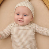 Bamboo Baby Gown + Hat Set (Oat Gingham)