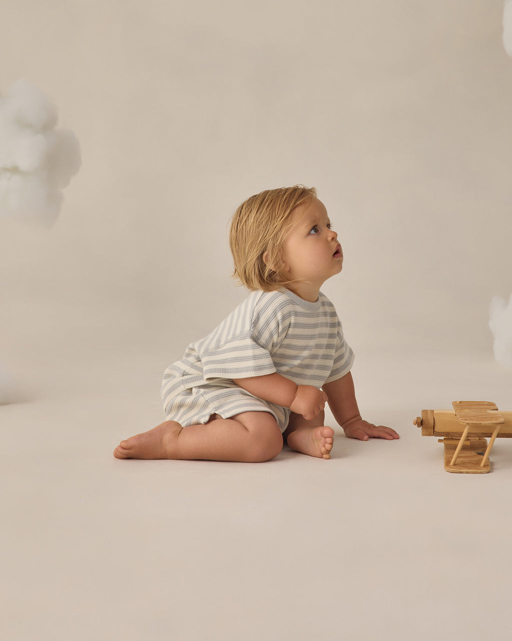 Waffle Tee + Short Set (Sky Stripe)