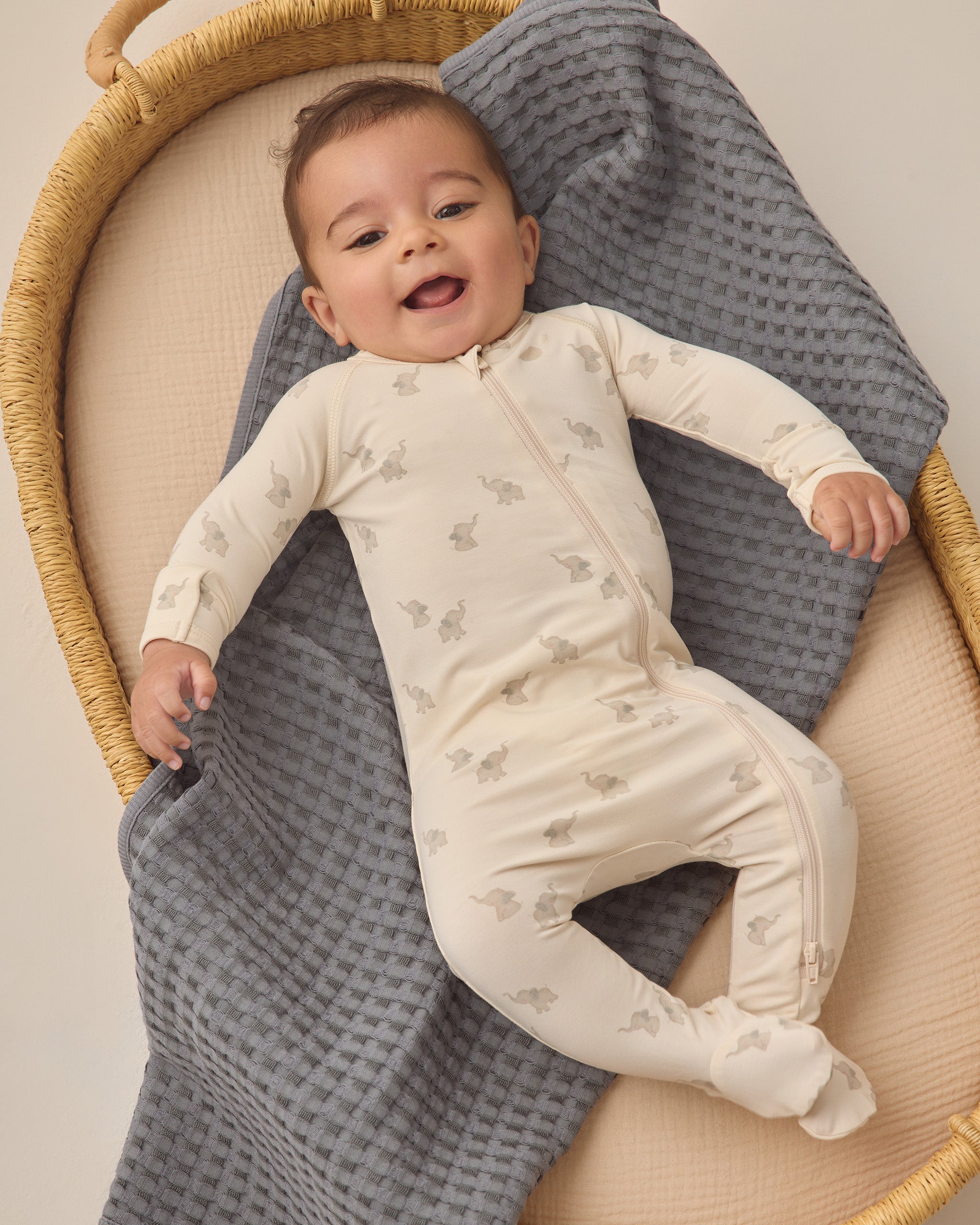 Bamboo Zip Footie (Elephants)