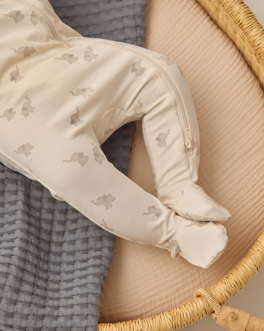 Bamboo Zip Footie (Elephants)