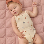 Waffle Cinch Romper (Confetti Hearts)