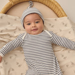 Knotted Baby Gown + Hat Set (Ocean Stripe)