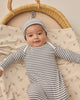 Knotted Baby Gown + Hat Set (Ocean Stripe)