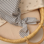 Knotted Baby Gown + Hat Set (Ocean Stripe)