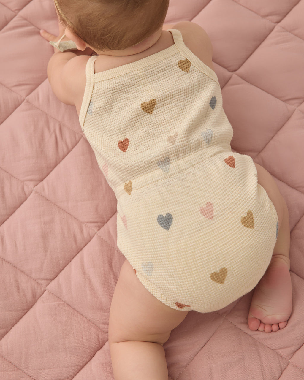 Waffle Cinch Romper (Confetti Hearts)