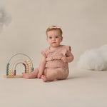 Pointelle Ruffle Romper (Blush)