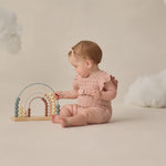 Pointelle Ruffle Romper (Blush)