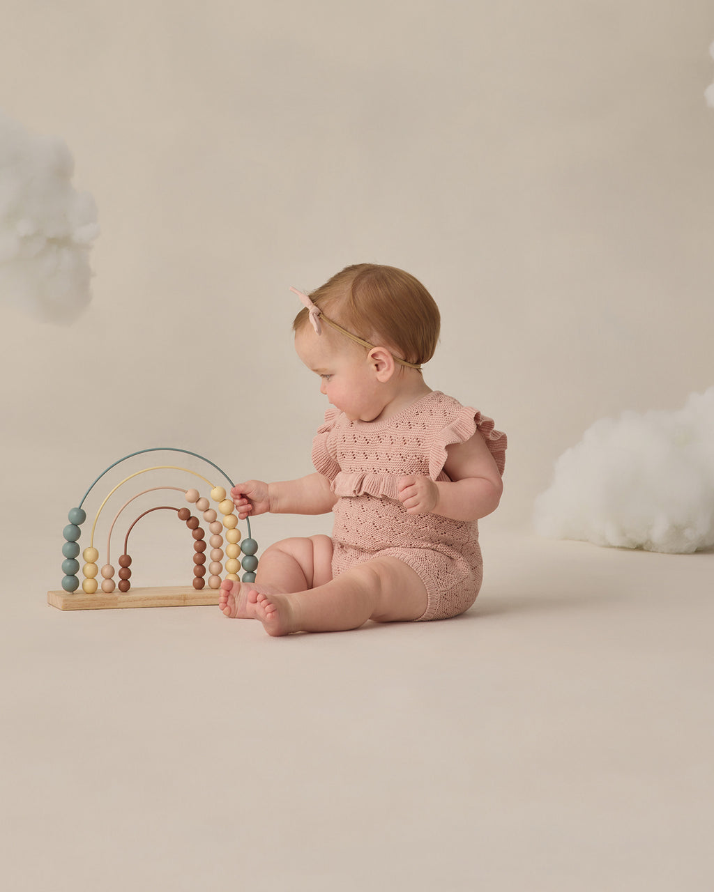 Pointelle Ruffle Romper (Blush)