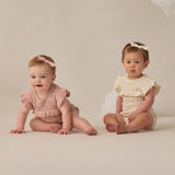Pointelle Ruffle Romper (Blush)