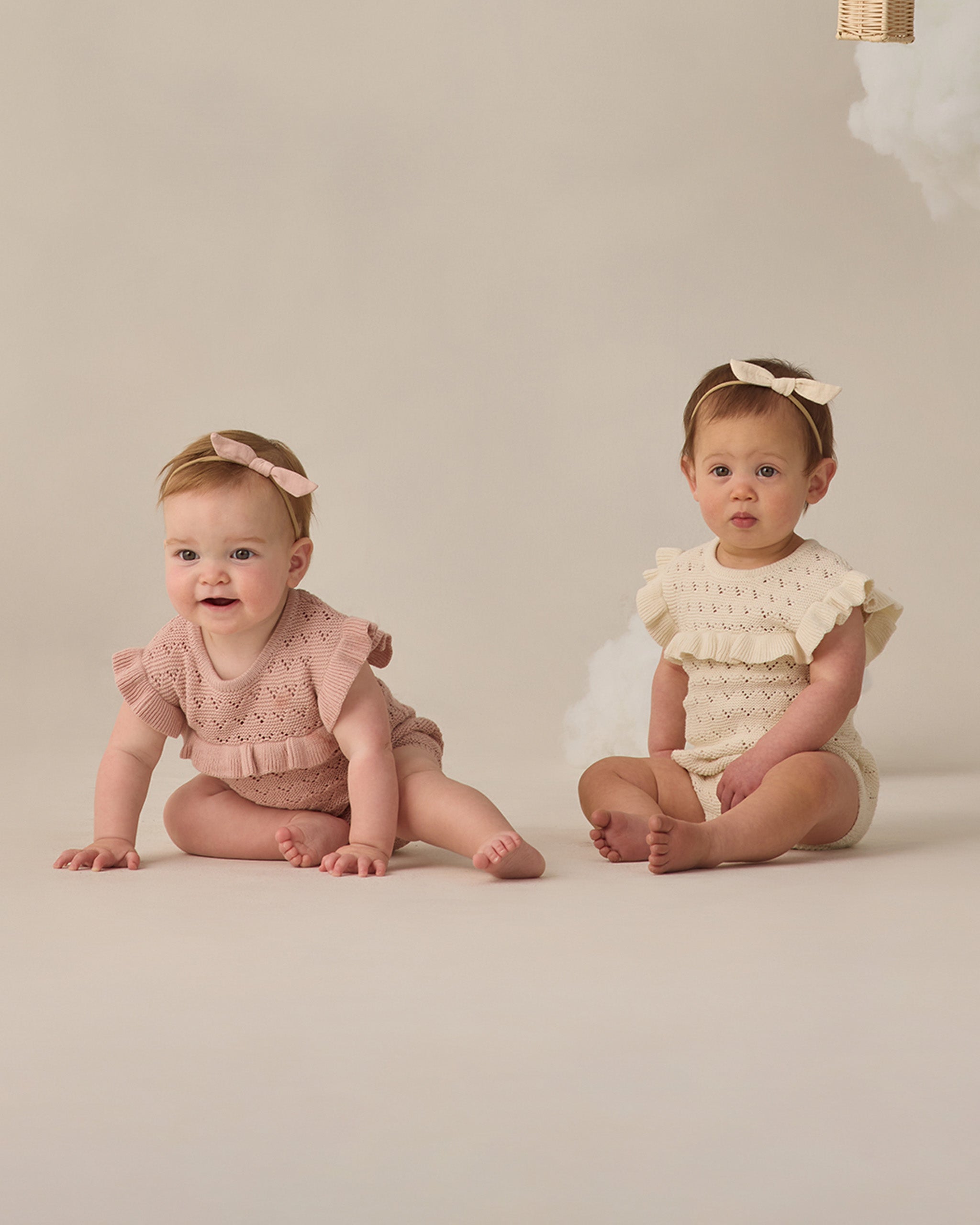 Pointelle Ruffle Romper (Blush)