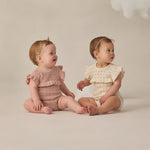Pointelle Ruffle Romper (Blush)