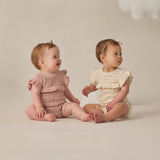 Pointelle Ruffle Romper (Blush)