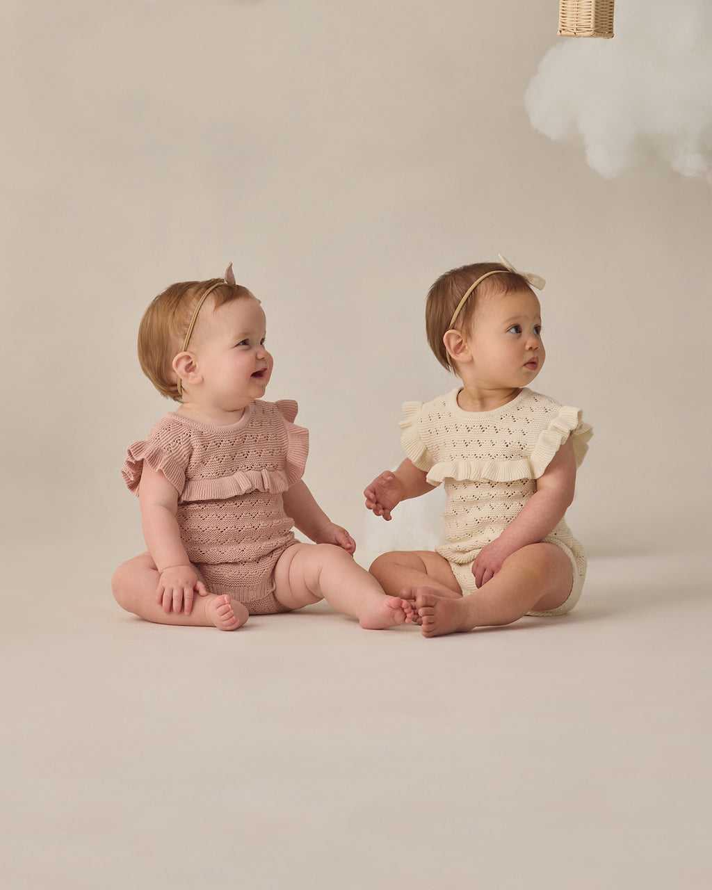 Pointelle Ruffle Romper (Blush)