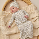 Bamboo Baby Gown + Hat Set (Blue Floral)
