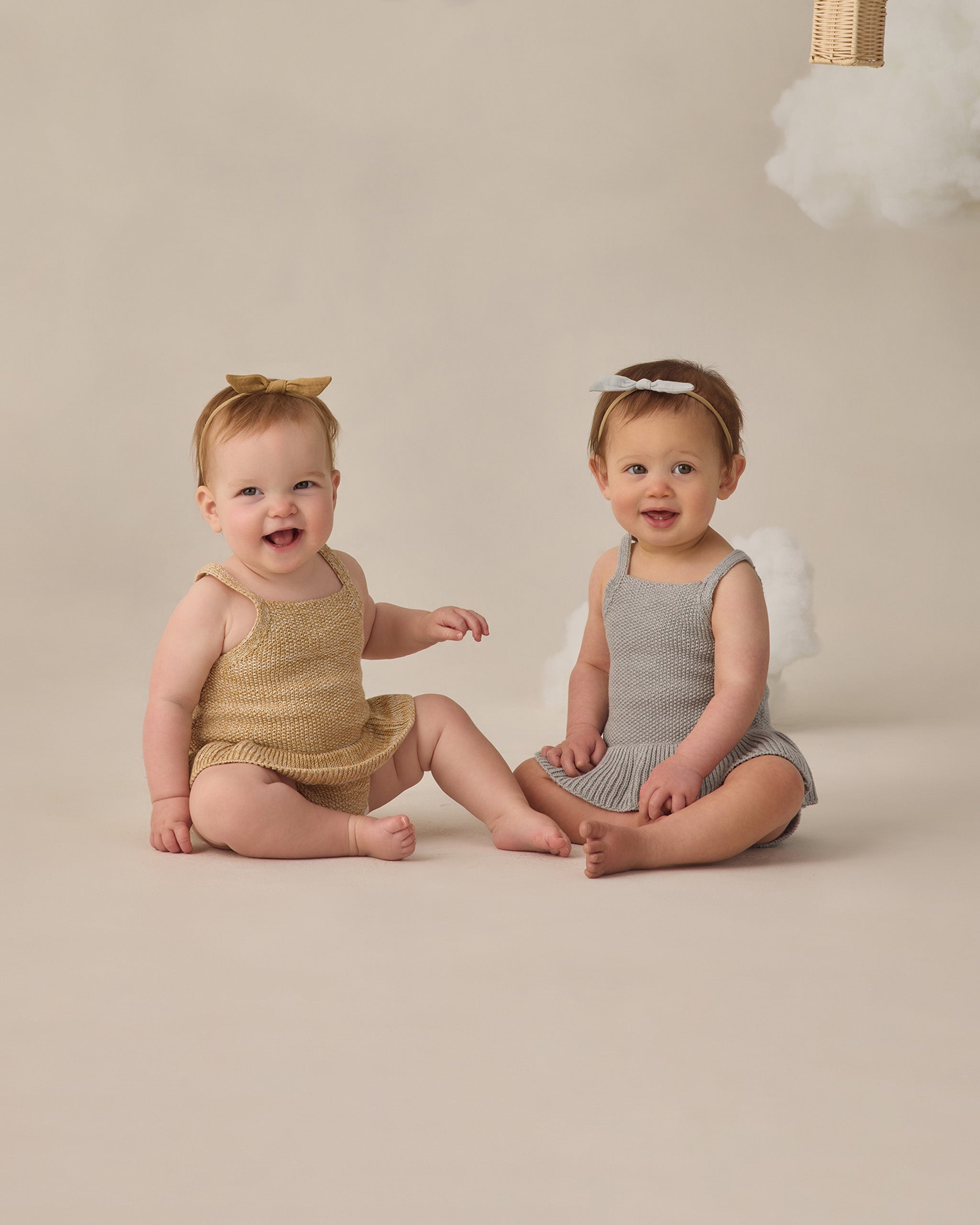 Knit Ruffle Romper (Heathered Sky)