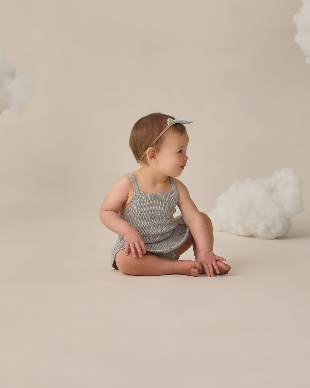 Knit Ruffle Romper (Heathered Sky)