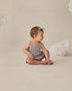 Knit Ruffle Romper (Heathered Sky)